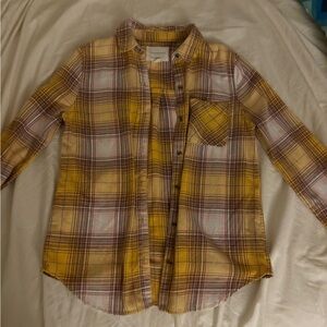 Aeropostale Yellow and Brown Flannel Shirt